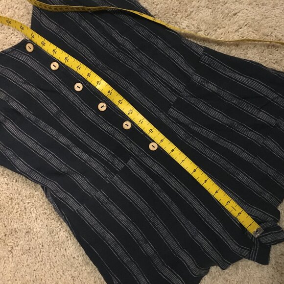 ILLA ILLA Strappy Button Down Rayon Engineer Striped Romper - Picture 15 of 15